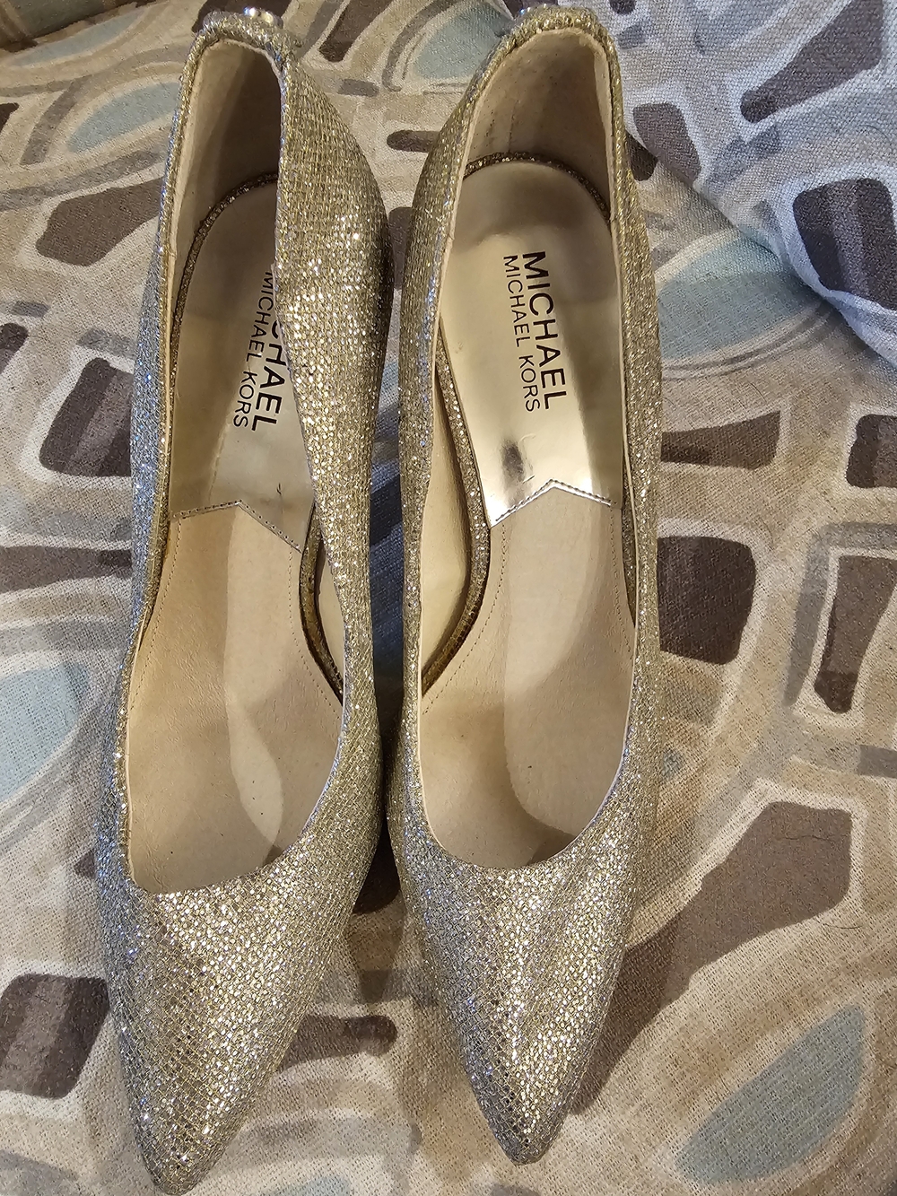 Michael Kors Gold Glitter Pointed-Toe Heels